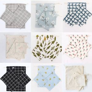 Custom Drawstring Cotton Packing Bags for Underwear Candy Coffee Food Shoes Jewelry Dust Cotton Bags for Packaging Promotion