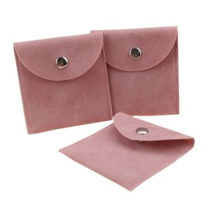 Custom Jewelry Bags with Logo Printed Microfiber Suede Jewelry Envelope Necklace Bag Jewelry Pouch with logo
