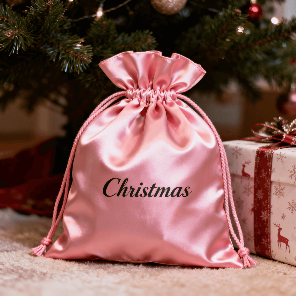 Custom Logo Satin Jewelry Drawstring Bag Christmas Gift Packaging Pouch Recyclable Silk Satin Dust-proof Bag