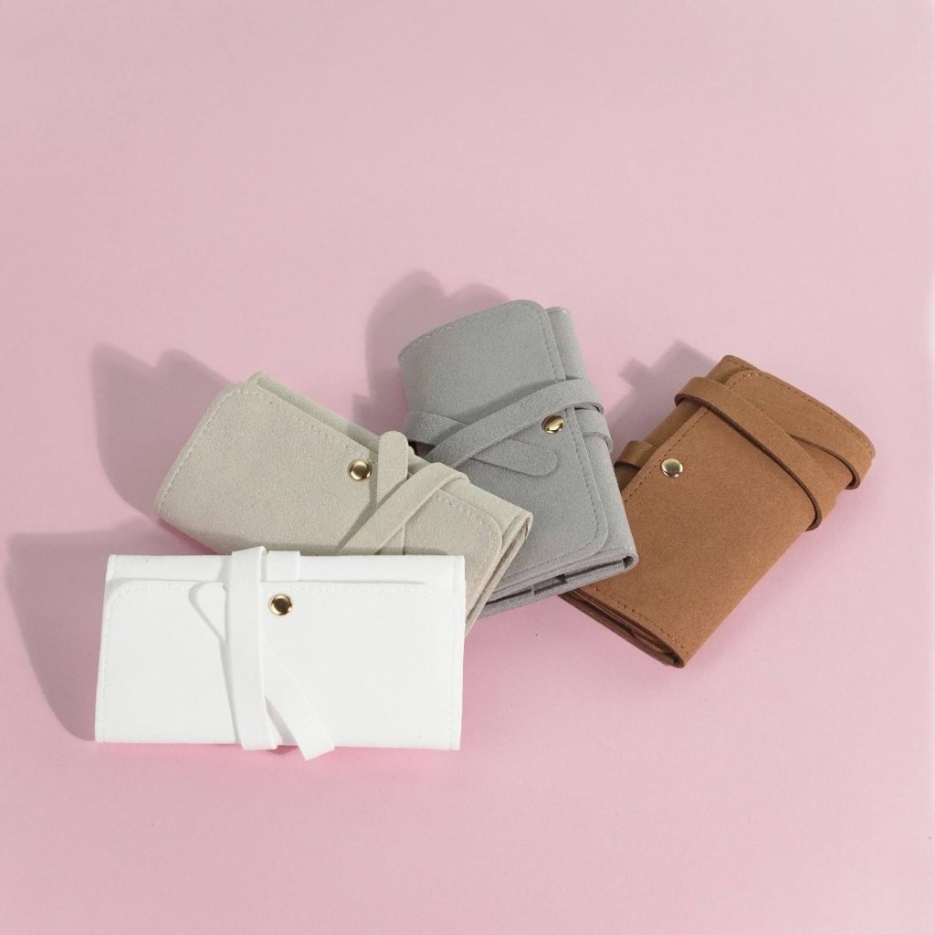 Custom Luxury Microfiber Travel Jewelry Organizer Case Roll-Foldable Portable Jewelry Storage Pouch