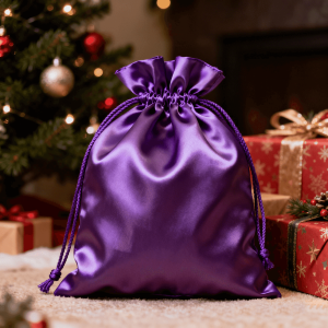 Custom Luxury Purple Thick Velvet Satin Drawstring Jewelry Bag Satin Bag Bundle Dust with Logo Printing for Gifts