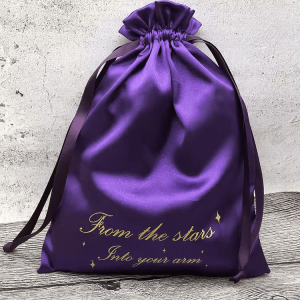 Custom Printed Satin & Organza Jewelry Pouch Jute Drawstring Ring Necklace Storage Bag for Gift Packaging