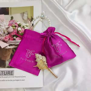 Custom Satin Jewelry Storage Bags Drawstring Purple Satin Silk Bag Jewelry Bags Textile Packaging With Logo