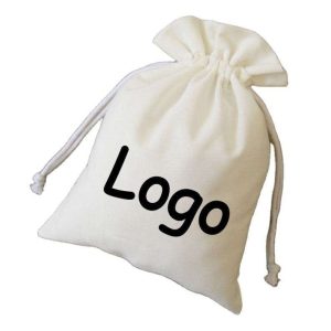 Customized Luxury White Cotton Flap Dust Bag Organza Drawstring for Handbag and Clothes for Gift Packaging