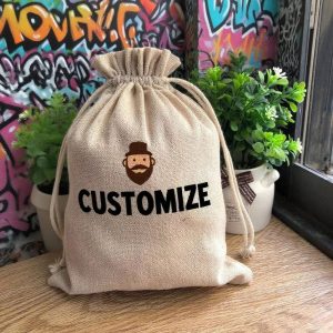 Eco-Friendly Custom Printing Logo Linen Jute Drawstring Travel Pouch Reusable Biodegradable Hemp Burlap Bags for Jewelry Makeup