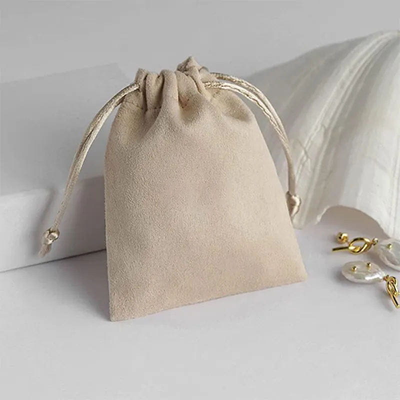 Eco-frinedly Custom Suede Drawstring Bag Ring Erring Jewelry Bag Velvet Flannel Jewelry Packaging Pouch With Logo