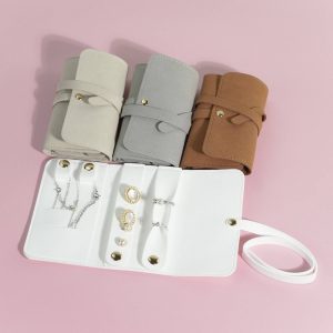 High Quality Custom Logo Microfiber Storage Bag Foldable Roll Organizer Necklaces Earrings Rings Travel-friendly Pouches