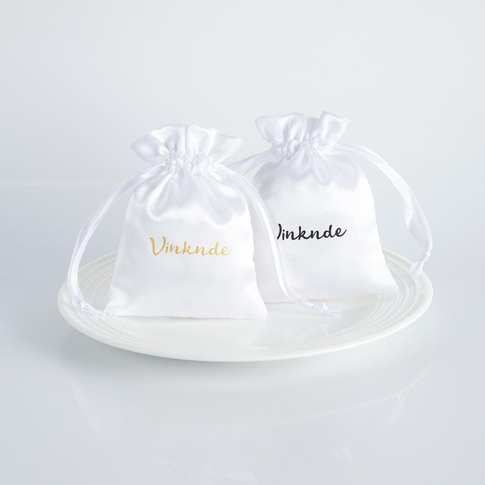 In-stock Manufacturer Supplies Silk Satin Drawstring Jewelry Storage Bags Printed logo Dust-proof Small Item Bags