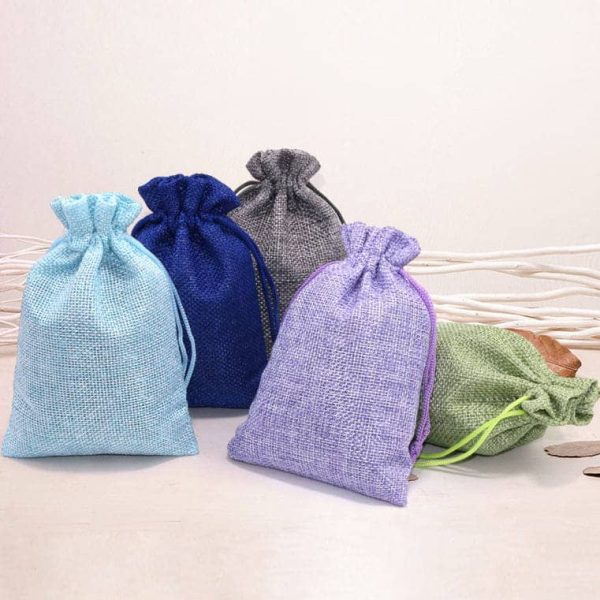 NATURAL Small Cotton Linen Jewelry Gift Soap Packing Sachet Eco-Friendly Drawstring Jute Pouch Custom Print Logo Stamping
