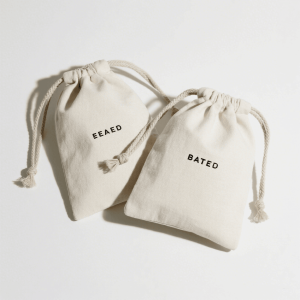 Organic Cotton Drawstring Pouch Custom Print Logo Small Cosmetic Cotton Packaging Bag for Perfume Eye Cream