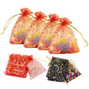 Printed Organza Pouch with Gold Foil Hot-stamping