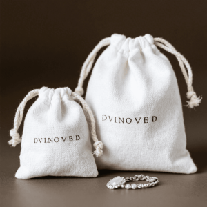 Recyclable Cotton Drawstring Pouch Custom Print Logo Cosmetic Cotton Packaging Bag for Perfume Face Cream