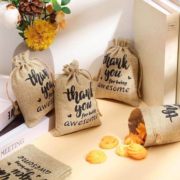 Reusable Customize Print Logo Jewelry Soap Jute Bag Hemp Burlap Linen Bracelet Pouch Small Jute Drawstring Bag