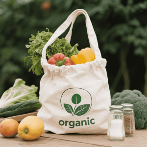 Roll Top Organic Cotton Produce Bags for Shopping Reusable Mesh Bag for Vegetables Fruits and Salt Eco Friendly Bio Bag
