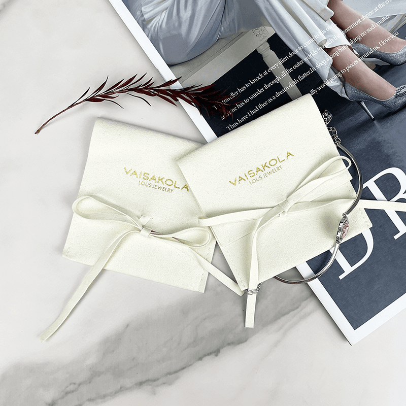 Small Color Envelope Microfiber Brown Velvet Jewelry Pouches Flannel for Packaging Necklace Jewelry Gift Luxury Bag
