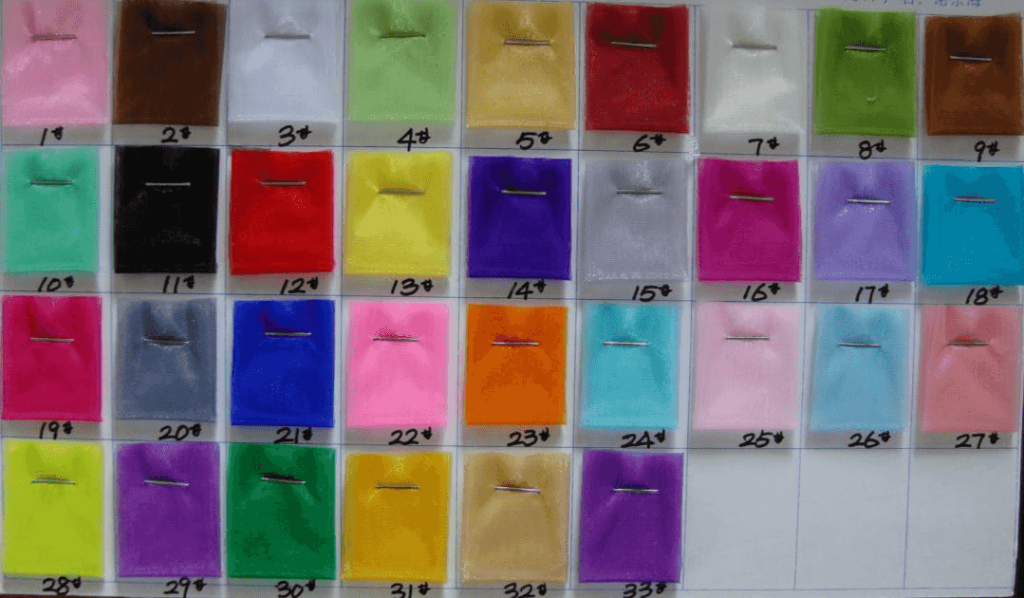 organza colors chart