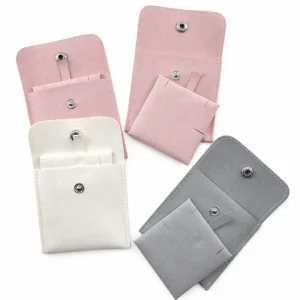 RTS 2026 Personalized logo Cream Luxury Microfiber Jewellery Packaging Earring Necklace Bags Jewelry Pouches