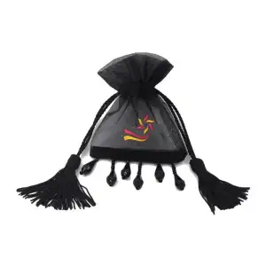 Beaded Organza Bag with Tassels
