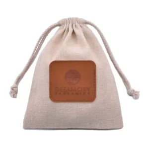 Branded Linen Drawstring Bag with Debossed Logo
