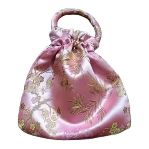 Brocade Silk Hand Pouch Pink