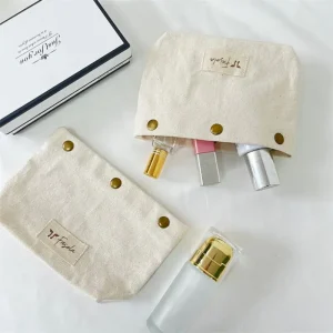 RTS CH Organic Cotton Makeup Button Pouch Natural Cotton Dust Bag for Clothes Cosmetics Envelope Cotton Bag Custom