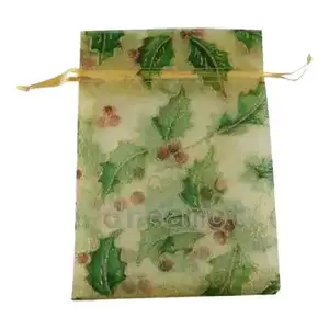 Christmas Organza Bag Leaves