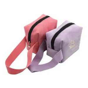 Compact Velvet Travel Toiletry Bag Small Essentials Bag with Zipper