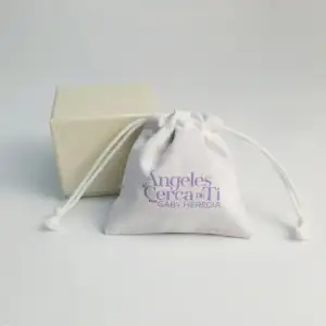 Custom Logo Dust Bag White Cotton Canvas Mini Muslin Drawstring Bag Small Gift Jewelry Pouch