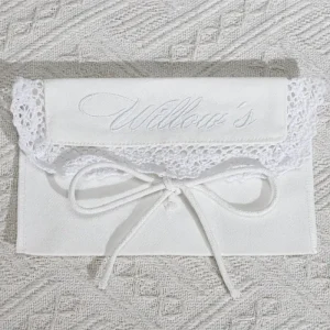 Custom Logo Printed Cotton Twill Envelope Pouch With Lace Jewelry Perfume Cosmetic Gift Wallet Hair Packing Cotton Dust Bag