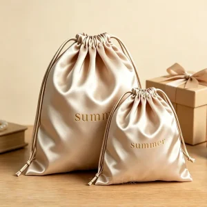 RTS Custom Logo Satin Dustproof Bag, Satin Drawstring Storage Bag, Personalized Dust Pouch for Jewelry Wigs Shoes Cosmetics