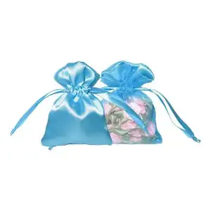 Custom Organza and Satin Pouch See-through Jewelry Bags Blue