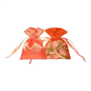 Custom Organza and Satin Pouch See-through Jewelry Bags Orange
