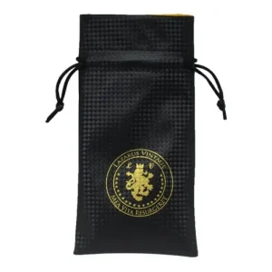 Custom Printed Leather Drawstring Bag with Satin Lining