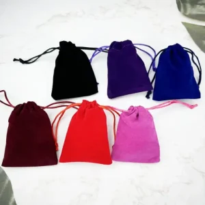 Custom Logo Luxury Colored Jewelry Velvet Gift Bag Drawstring Packaging Pouch for Watches Glasses Earrings Rings Printed Logo