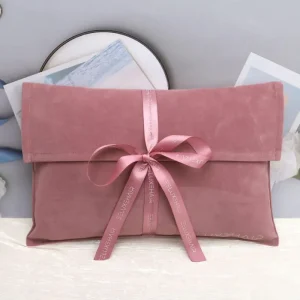 Custom Logo Printing Pink Suede Envelope Pouch Handbag Gift Jewelry Packing Bag Luxury Velvet Flap Dust Bags