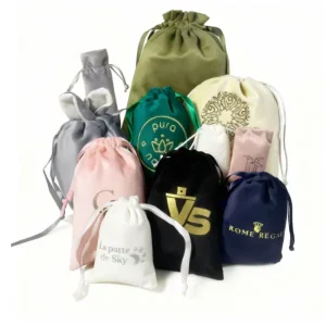 Customizable Logo Printed Velvet Drawstring Bag