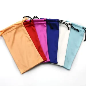 RTS Customized Logo Woman Microfiber Glass Sun Glasses Cleaning Cloth Bag Pouch With Hook