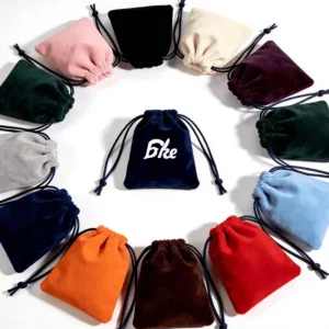 Customized Small Velvet Drawstring Bag Flannel Jewelry Bag with Logo Recyclable Gift Storage Bag for Screen Printing