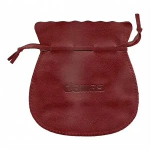 Debossed Round Leather Drawstring Bag with Custom Logo