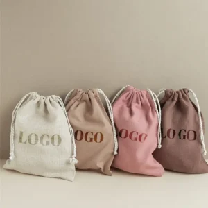 RTS Durable Custom Logo Printed Organic Cotton Drawstring Packaging Bag Jewelry Canvas Drawstring Bag Cotton Dust Bag