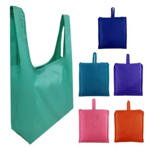 Factory Custom Eco Bag Recycled Nylon Shopping Bag Recycled Polyester Foldable Grocery Shopping Bag with Pouch