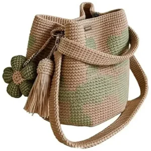 Handmade Crochet Flower Tote Bag Polyester Knit Floral Purse Crossbody Handbags Women Boho Beach Shoulder Bag