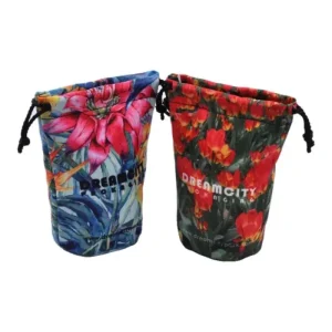 Heavy Duty Matte Satin Drawstring Bags with Round Bottom and All Over Print