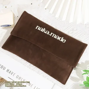High Quality Double Layer Velvet Envelop Bags Satin Small Bag for Gifts Jewelry Pouch With Custom Logo Printing