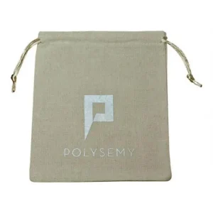 Linen Drawstring Bag with Silver Logo