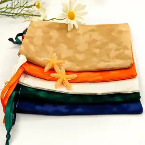 Luxury Jewelry Pouches with Custom Logo Suede Velvet Small Drawstring Bag