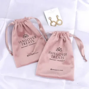 Luxury Super Soft Pink Velvet Pouch for Jewelry Customized Drawstring Velvet Dust Gift Cosmetic Packaging Bag