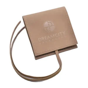 Matt Leather Jewelry Pouch Envelope with Ribbon and Debossed Logo