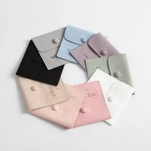 RTS Microfiber Jewelry Packaging Bags Gift Bag Pouches Custom Logo Microfiber Flap Fiber Jewelry Pouch