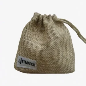 Natural Jute Drawstring Gift Bags with Custom Printed Label